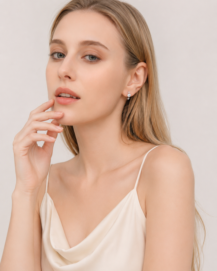 Trinity Spark Moissanite Hoop Earrings
