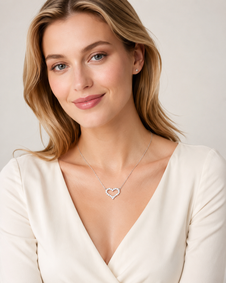 Heart Halo Moissanite Necklace