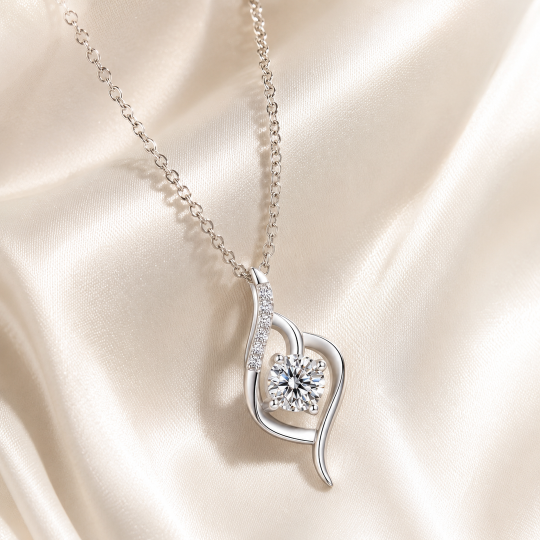 Moissanite Swirl Pendant Necklace