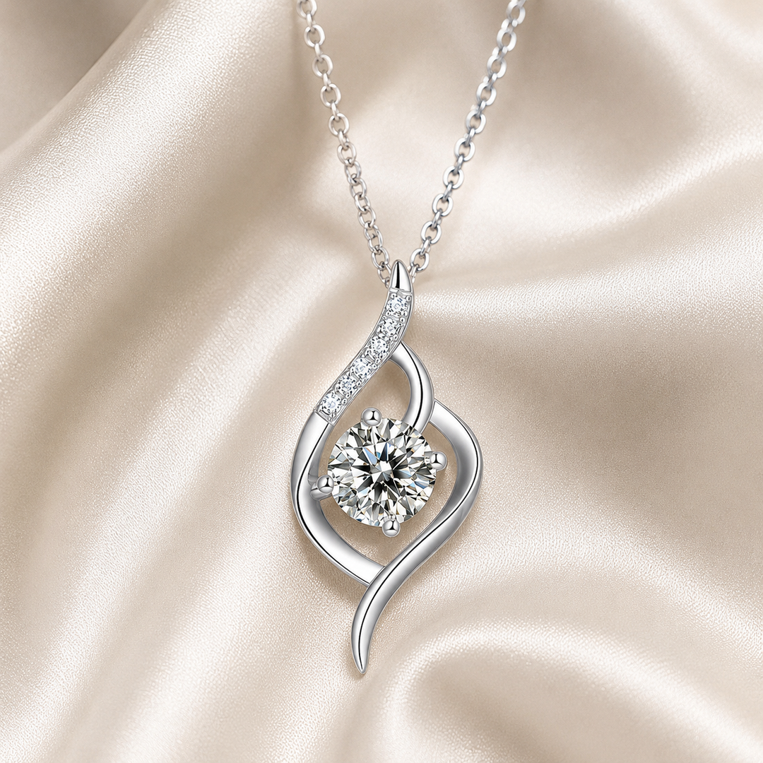 Moissanite Swirl Pendant Necklace