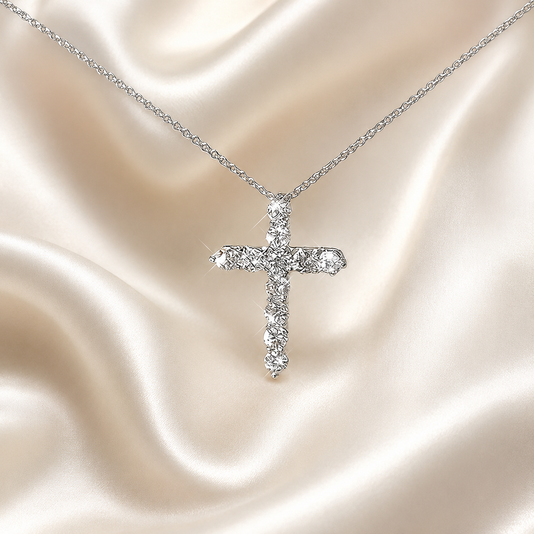 Moissanite Cross Pendant Necklace