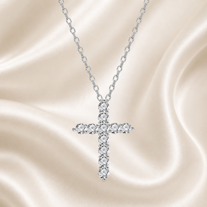 Moissanite Cross Pendant Necklace