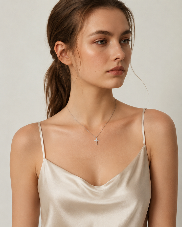 Moissanite Cross Pendant Necklace