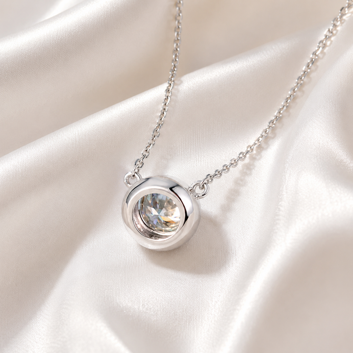 Bezel Solitaire Moissanite Necklace