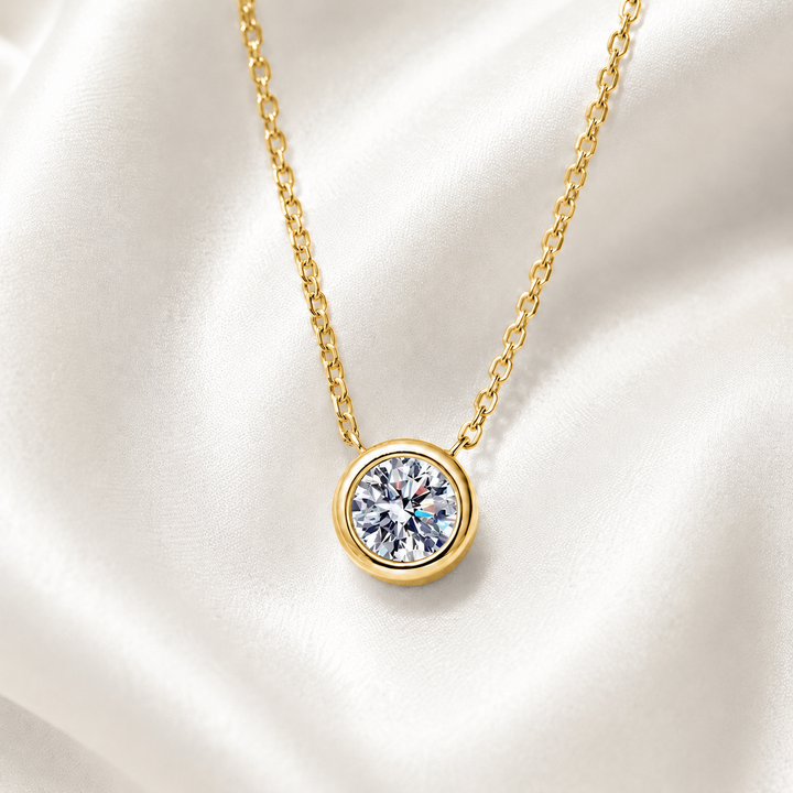 Bezel Solitaire Moissanite Necklace