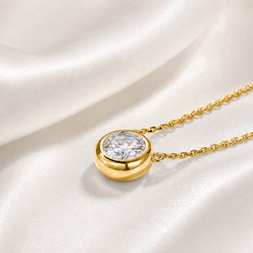 Bezel Solitaire Moissanite Necklace