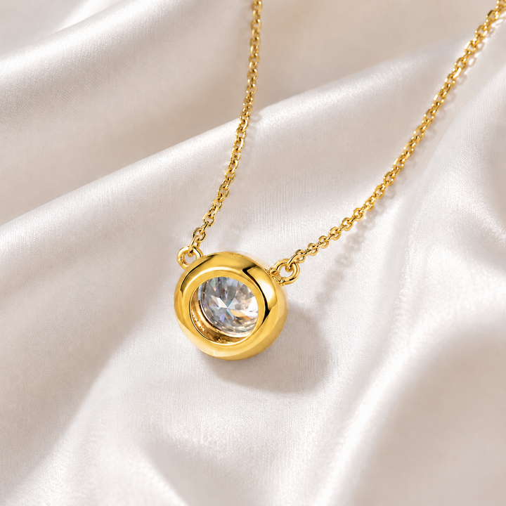 Bezel Solitaire Moissanite Necklace