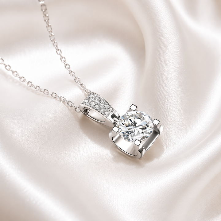 Square Solitaire Moissanite Necklace