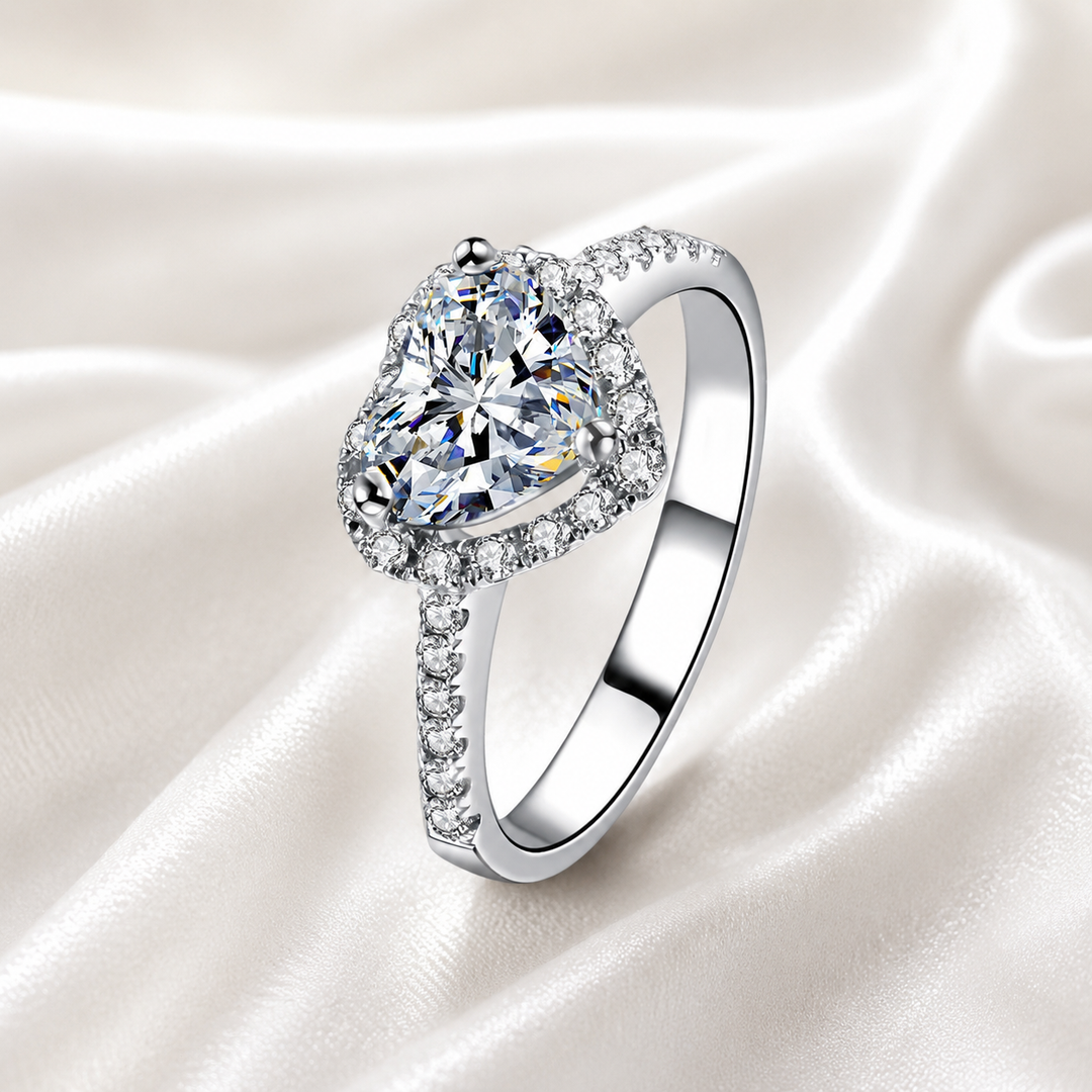 Heart Halo Moissanite Ring