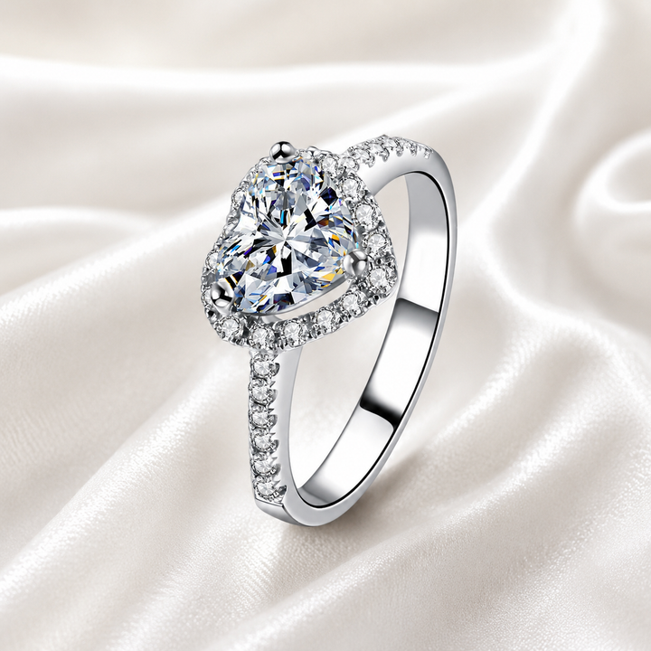 Heart Halo Moissanite Ring