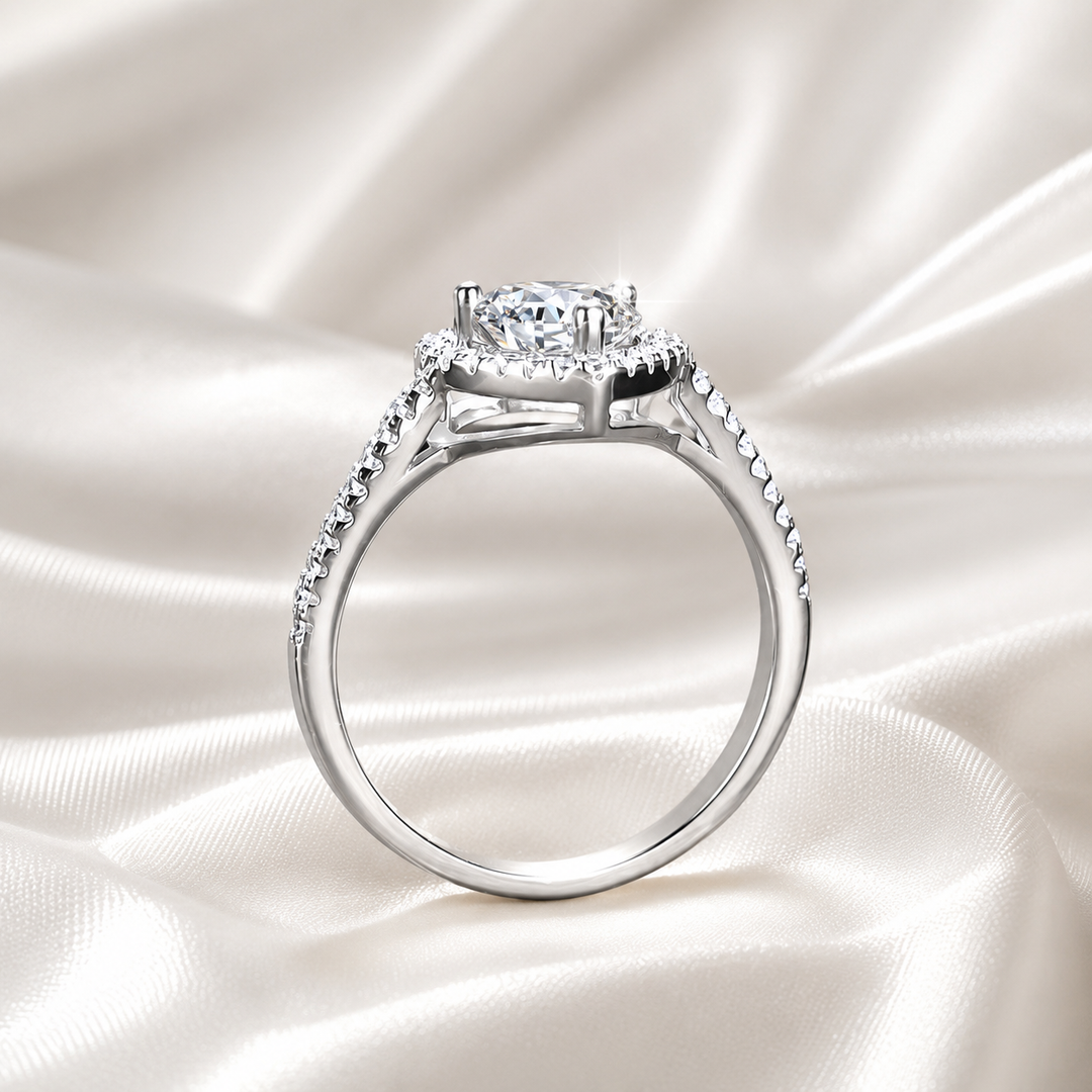 Heart Halo Moissanite Ring