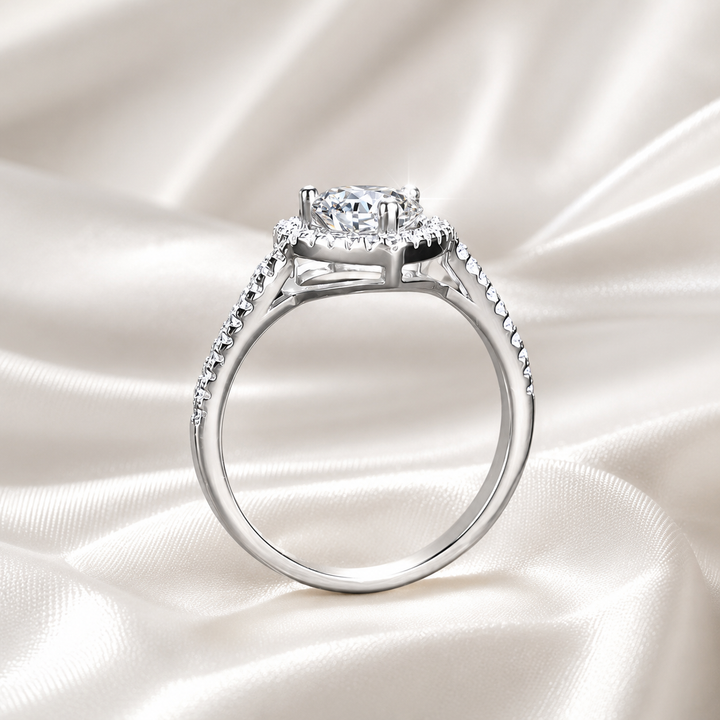 Heart Halo Moissanite Ring