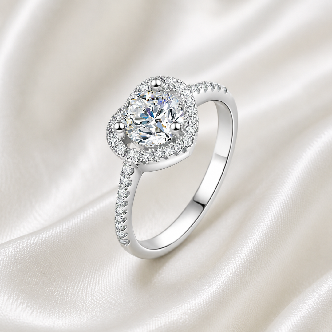 Heart Halo Moissanite Ring