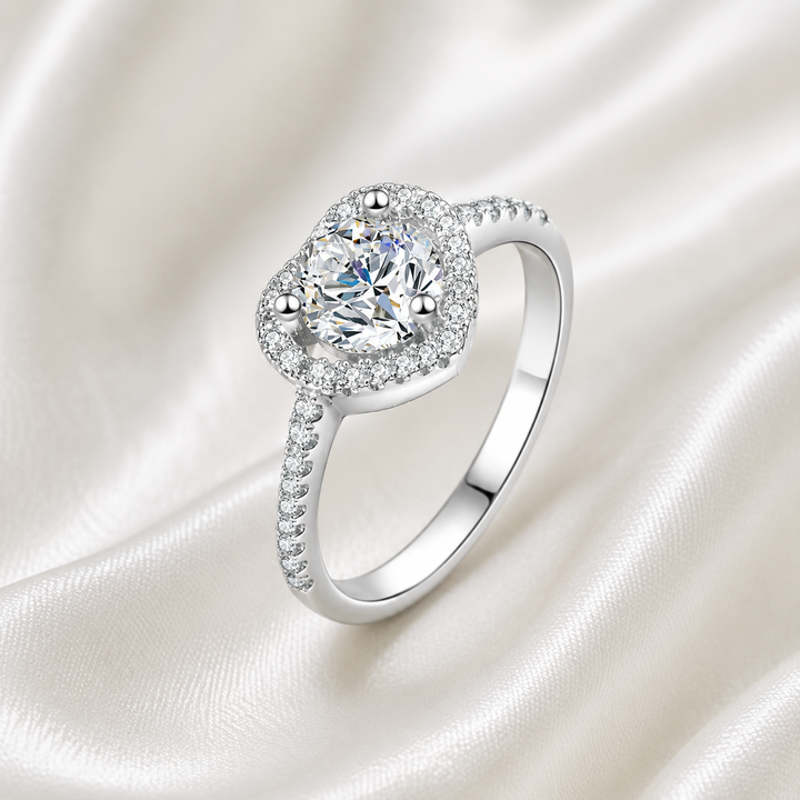 Heart Halo Moissanite Ring
