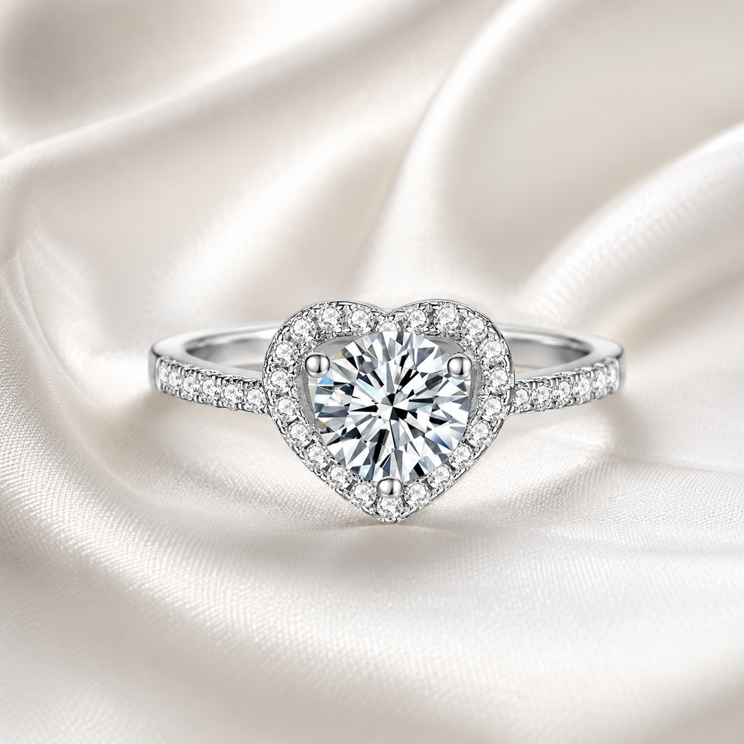 Heart Halo Moissanite Ring