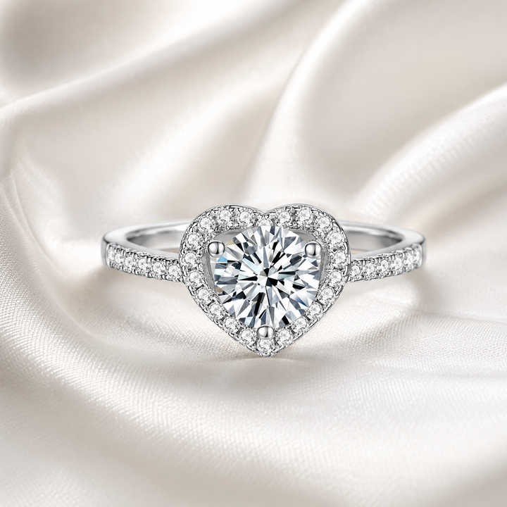 Heart Halo Moissanite Ring