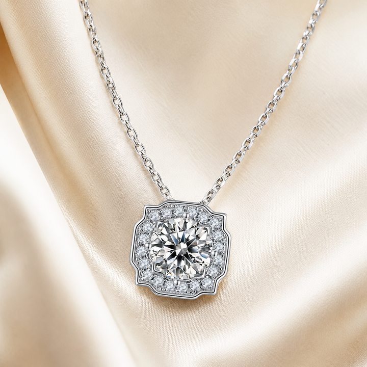 Halo Moissanite Pendant Necklace