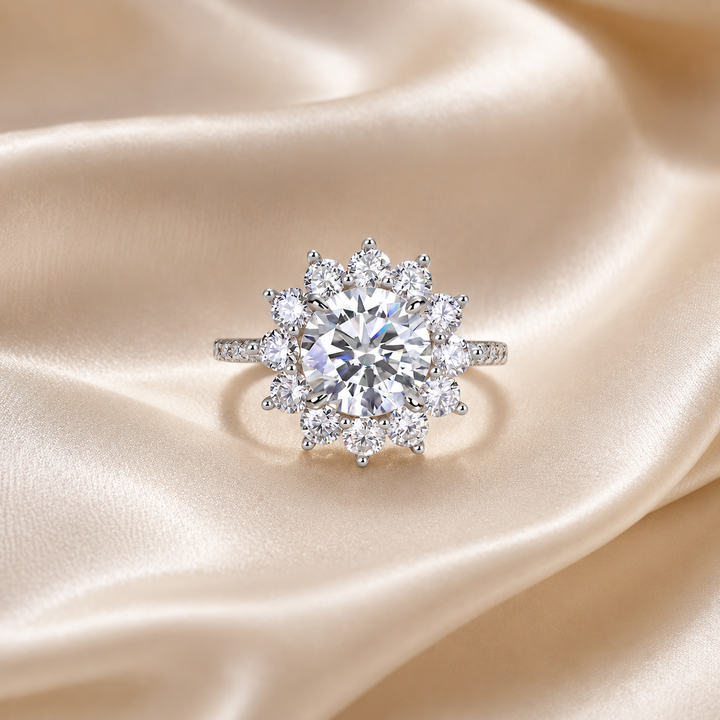 1CT Halo Moissanite Ring