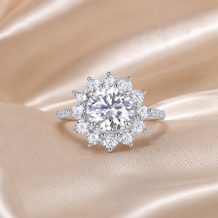 1CT Halo Moissanite Ring