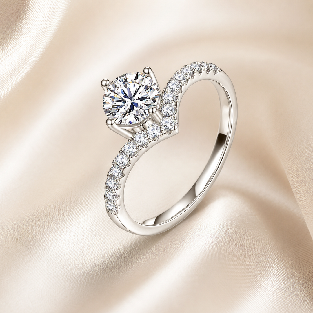Celestial V-Chevron Moissanite Ring