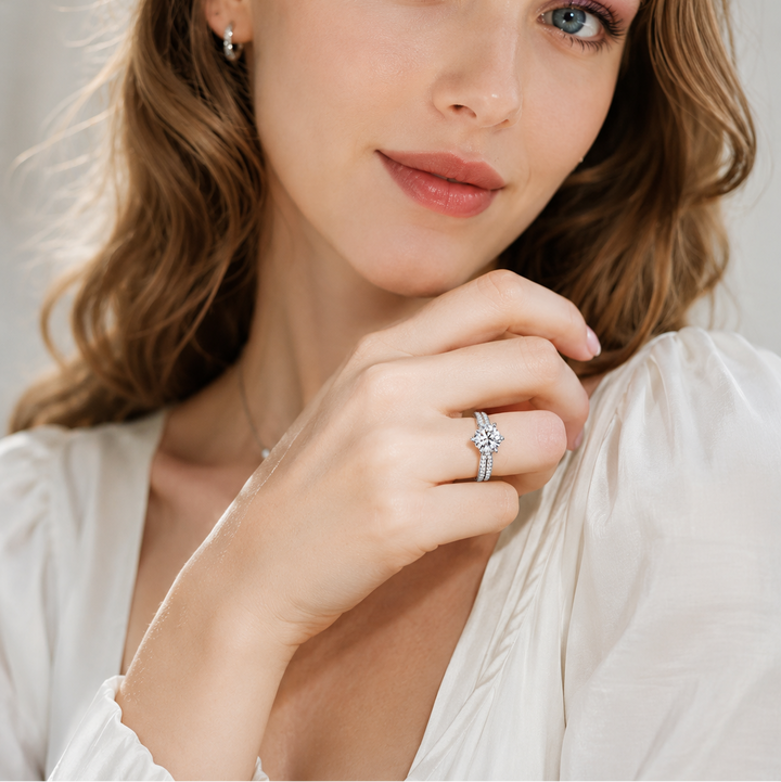 Eternal Pavé Solitaire Moissanite Ring