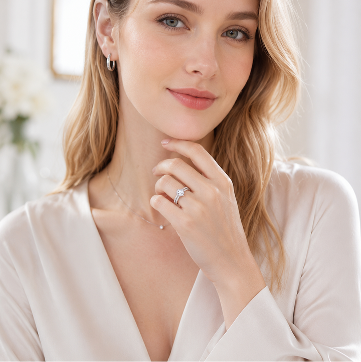 Eternal Pavé Solitaire Moissanite Ring