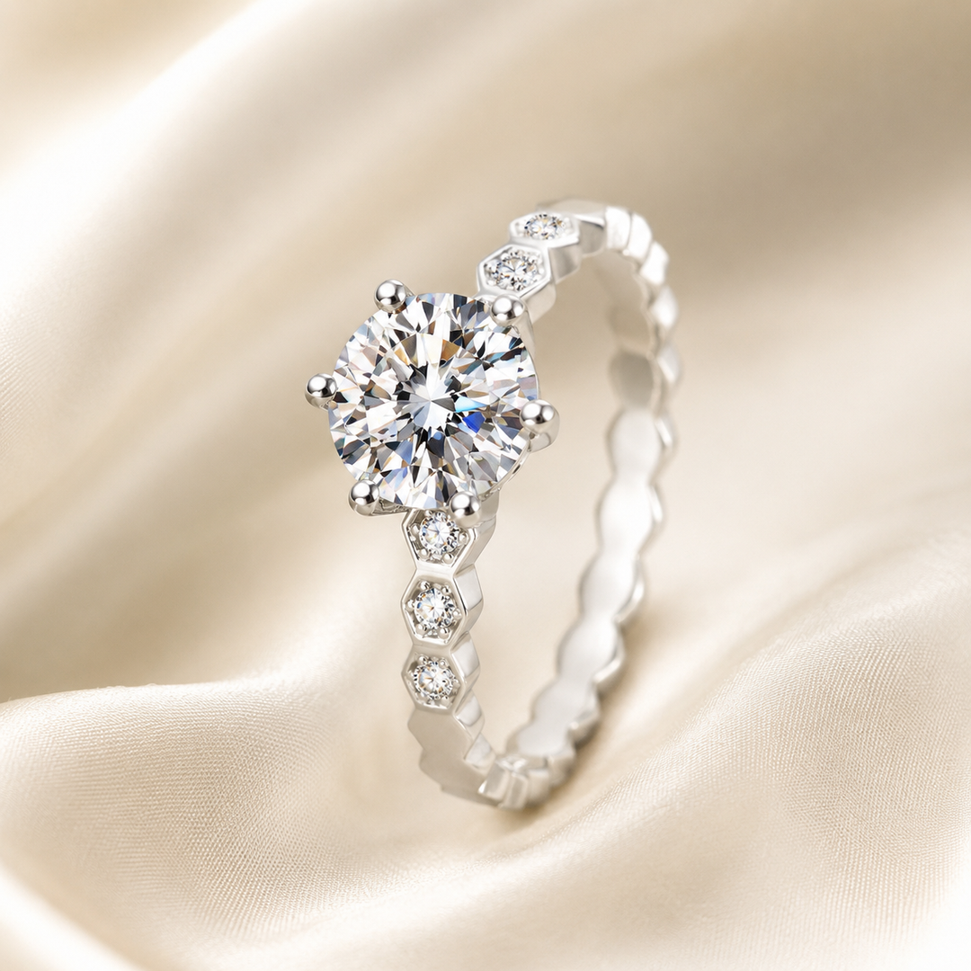 Celeste Bubble-Band Moissanite Solitaire Ring