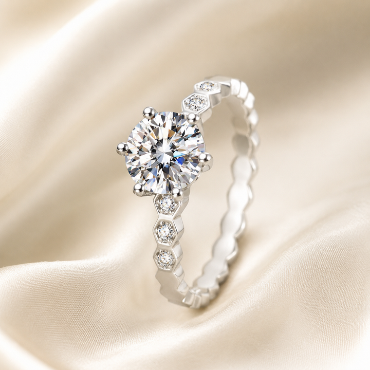 Celeste Bubble-Band Moissanite Solitaire Ring