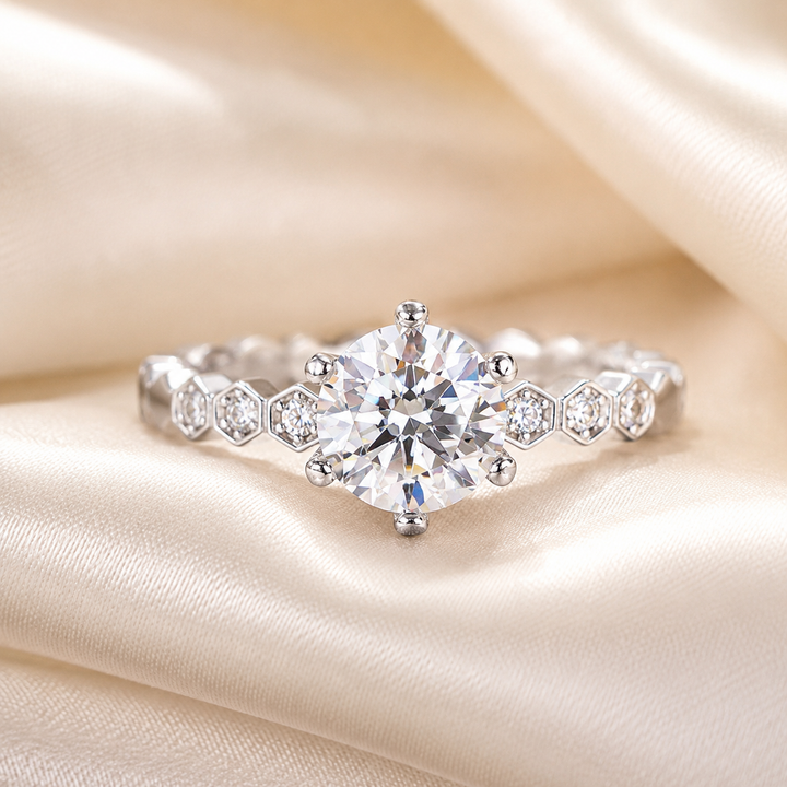 Celeste Bubble-Band Moissanite Solitaire Ring