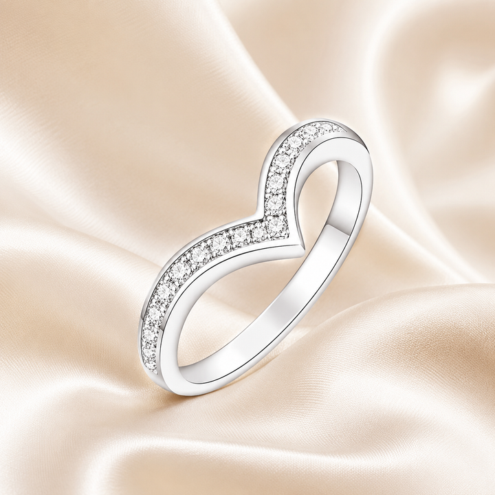 Wishbone Chevron Moissanite Stacking Ring