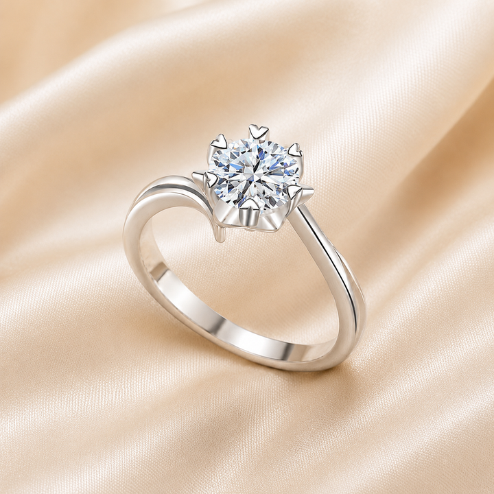 Blooming Petal Solitaire Moissanite Ring
