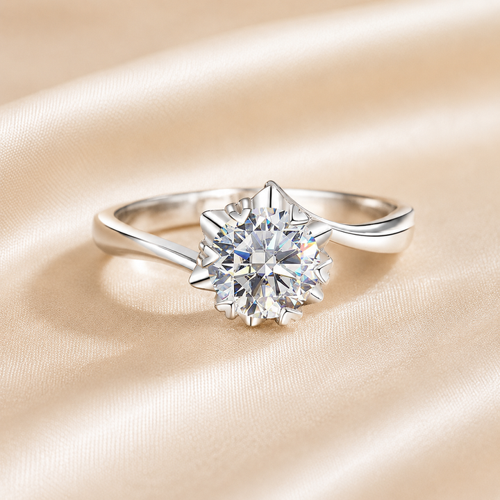 Blooming Petal Solitaire Moissanite Ring