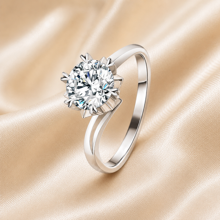 Blooming Petal Solitaire Moissanite Ring