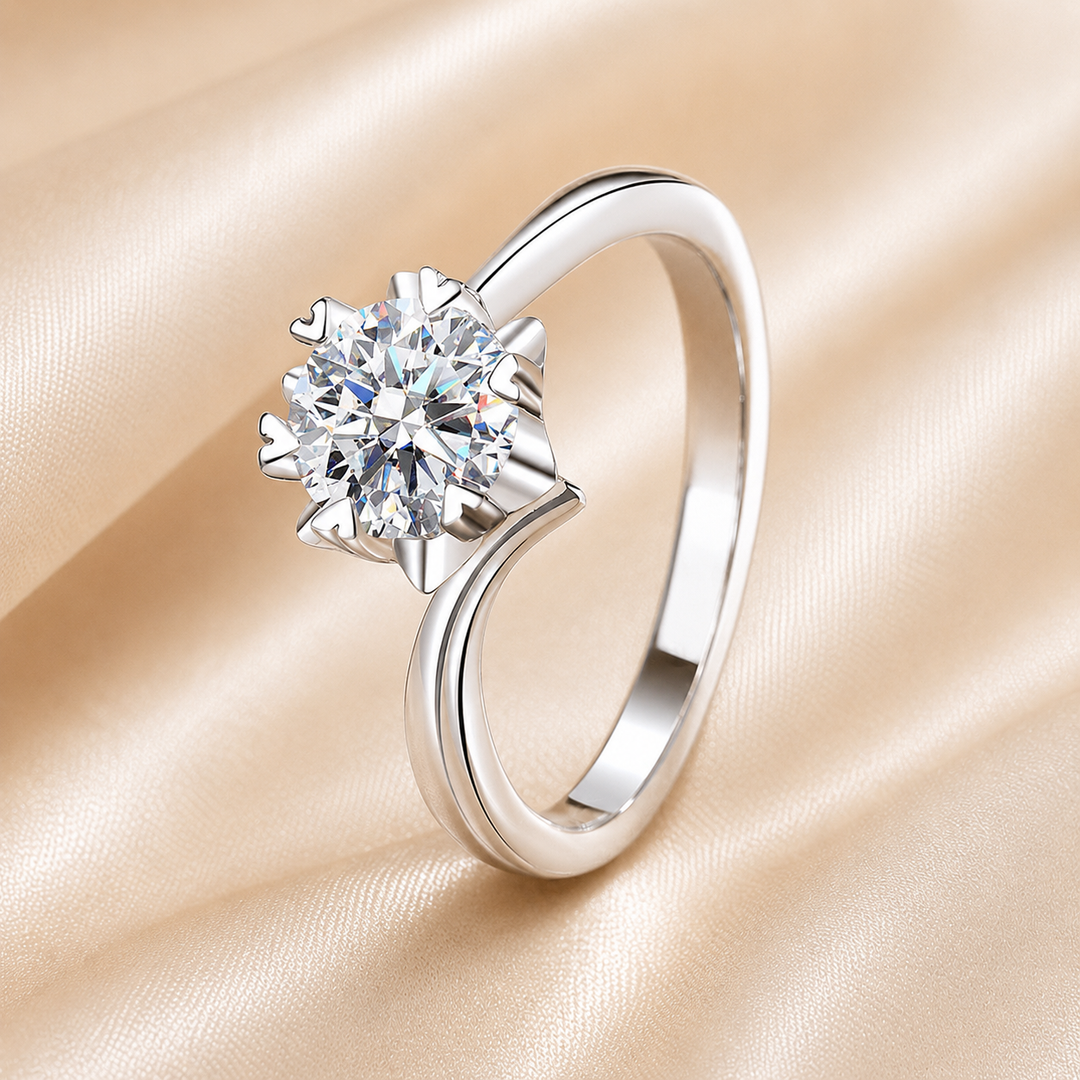 Blooming Petal Solitaire Moissanite Ring