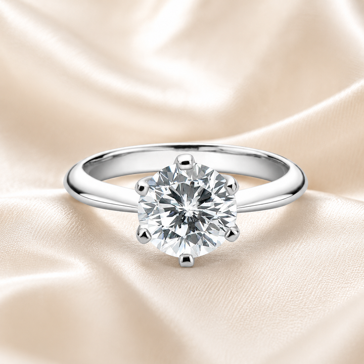 Round Cut Moissanite Solitaire Ring
