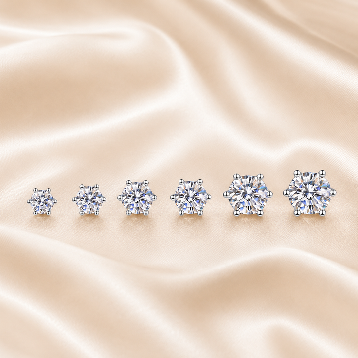 Classic Six-Prong Moissanite Stud Earrings
