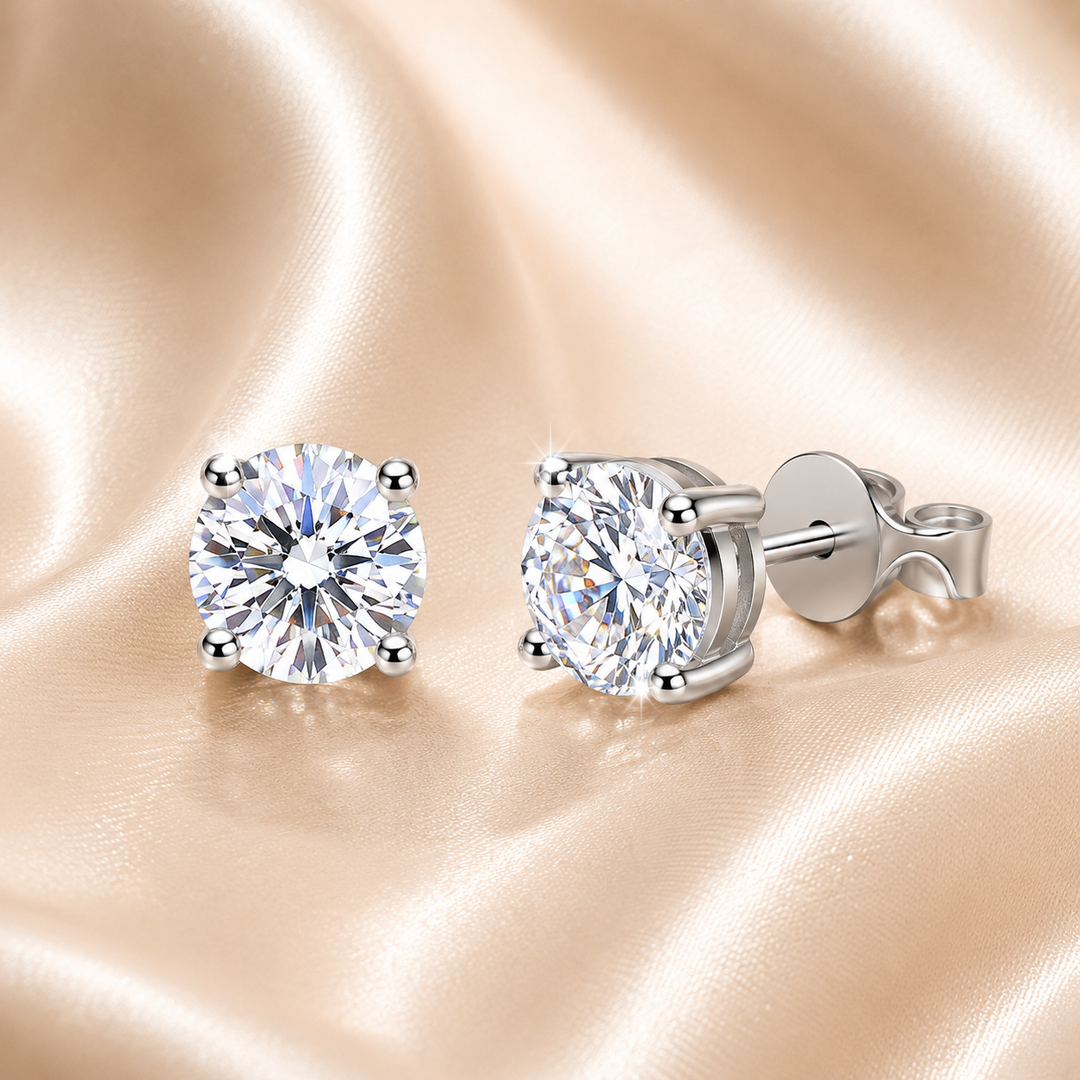Classic 4-Prong Moissanite Stud Earrings