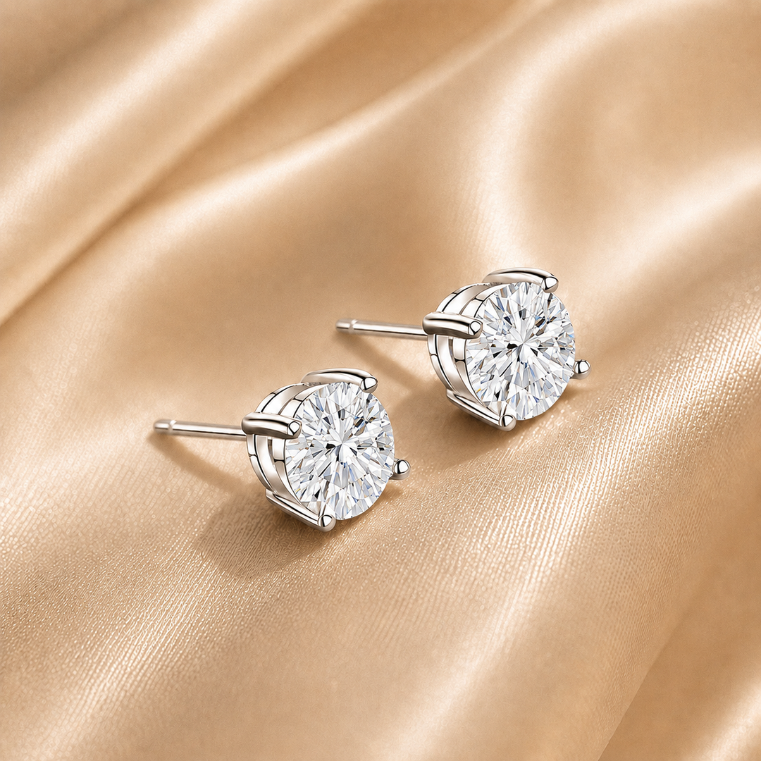 Classic 4-Prong Moissanite Stud Earrings