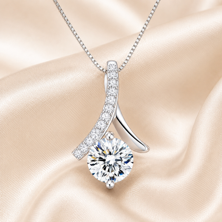 Asymmetric Sweep Pavé Moissanite Pendant Necklace
