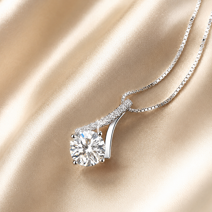 Asymmetric Sweep Pavé Moissanite Pendant Necklace