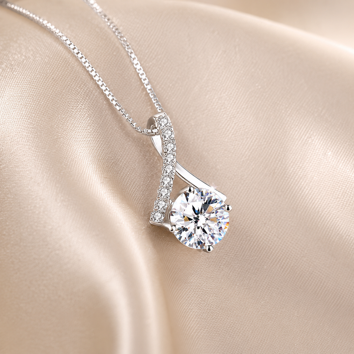 Asymmetric Sweep Pavé Moissanite Pendant Necklace