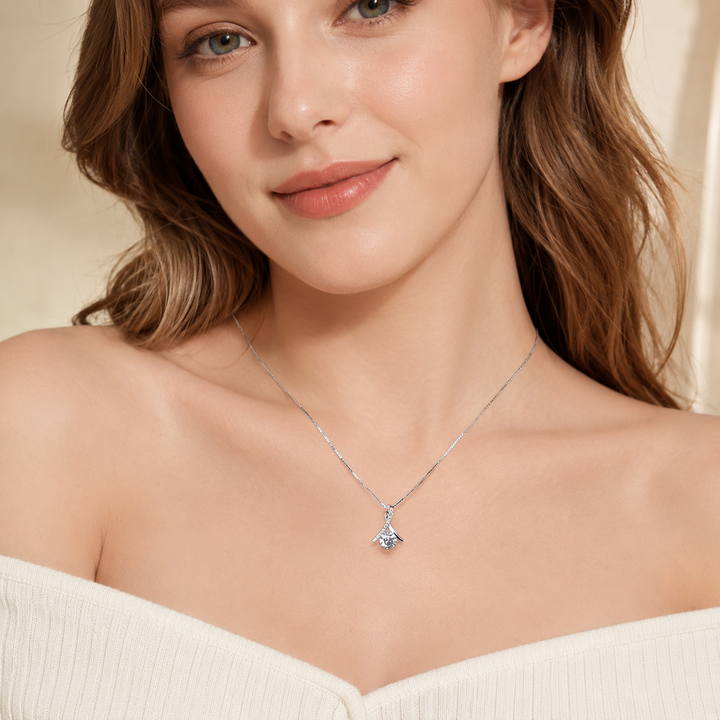 Asymmetric Sweep Pavé Moissanite Pendant Necklace