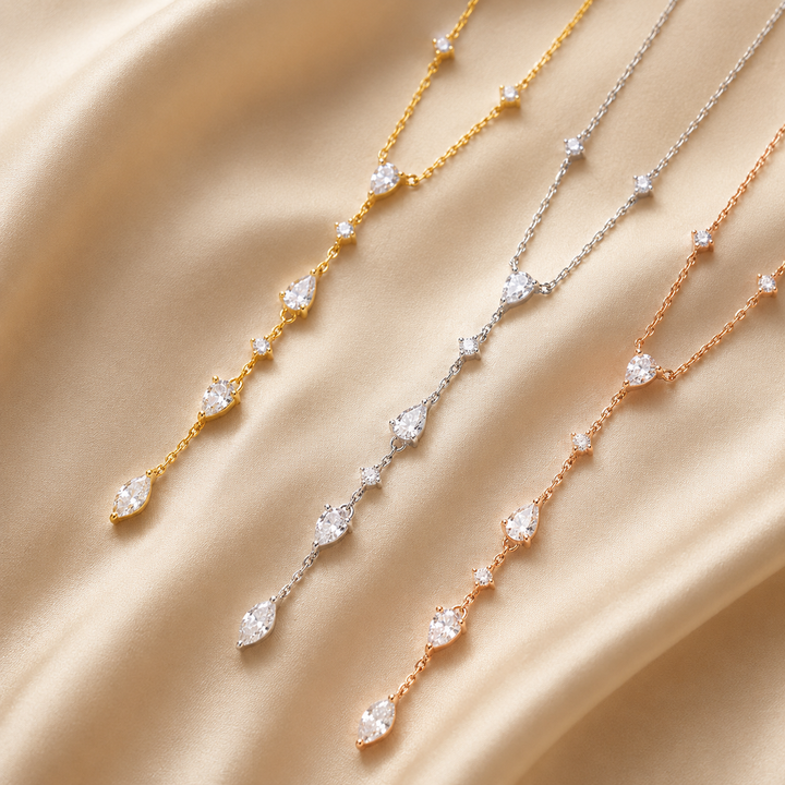 Moissanite Teardrop Y-Necklace