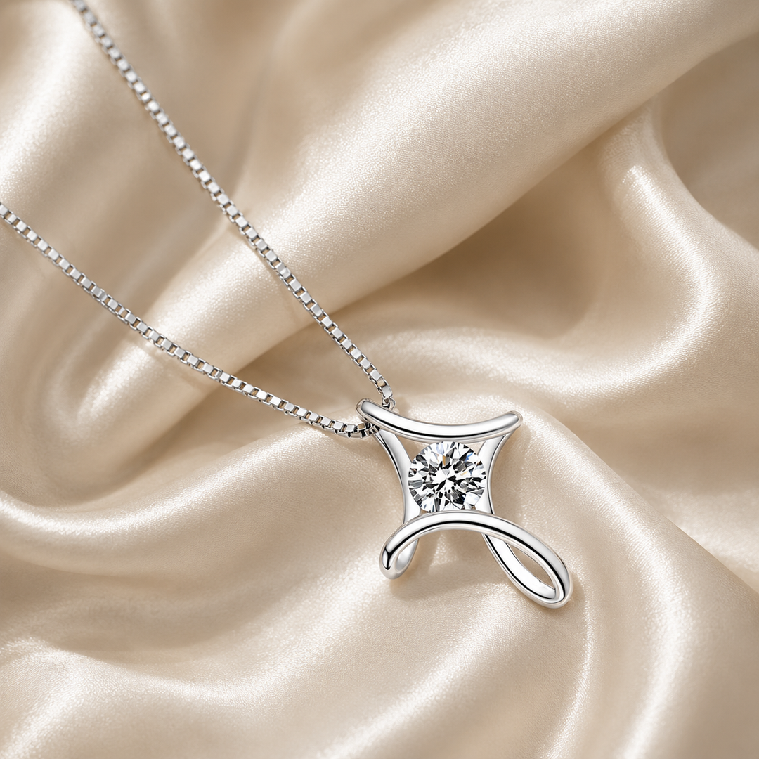 Twisted Star Zircon Pendant Necklace