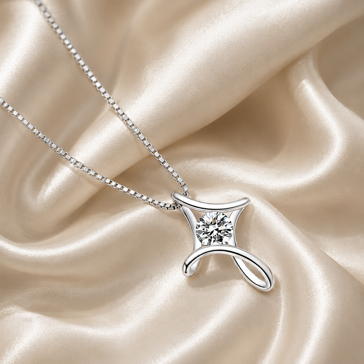 Twisted Star Zircon Pendant Necklace