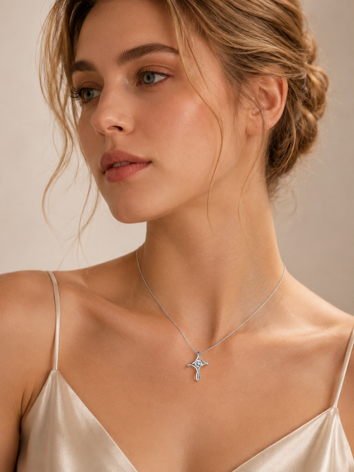Twisted Star Zircon Pendant Necklace