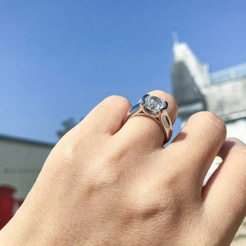 Round-Cut Moissanite Solitaire Ring