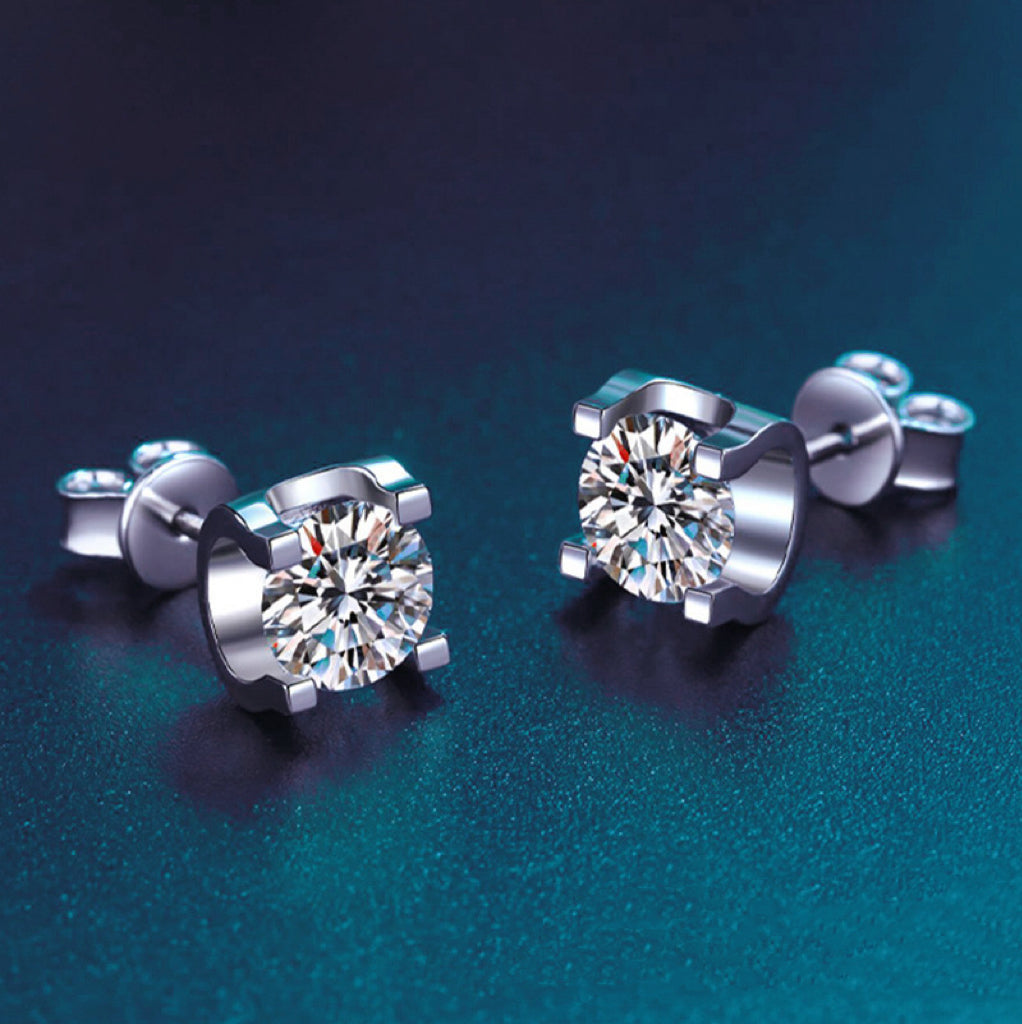 Classic Four-Prong Moissanite Stud Earrings