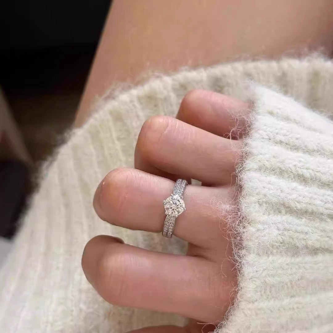Lumina Double-Pavé Moissanite Solitaire Ring