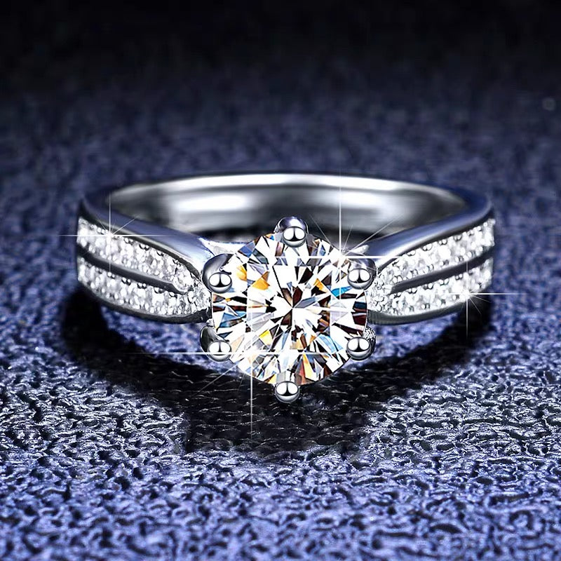 Lumina Double-Pavé Moissanite Solitaire Ring